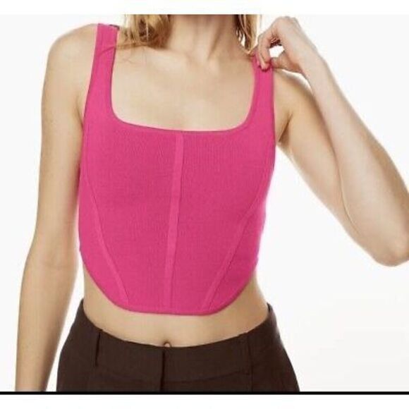 Aritzia Babaton Sculpt Knit Bustier Tank In Fuchsia/Pink - Picture 1 of 11